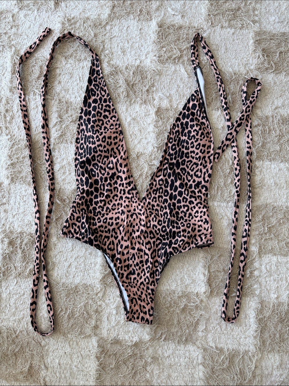 Kids Leopard Print One-Piece Swimsuit in Pink